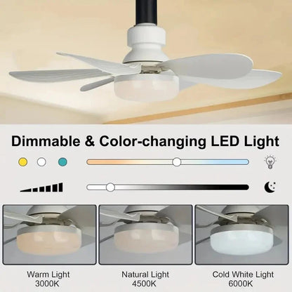 2-in-1 Portable Ceiling Fan with Light With Remote Control