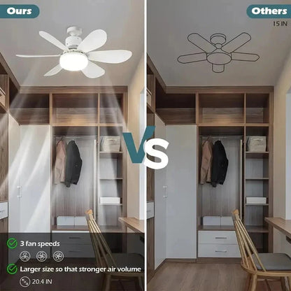 2-in-1 Portable Ceiling Fan with Light With Remote Control