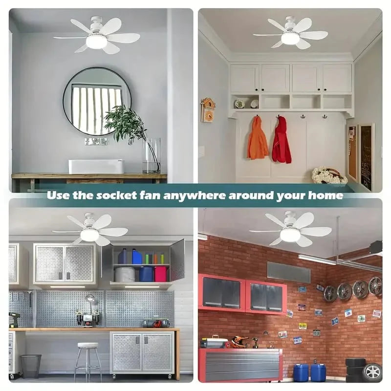 2-in-1 Portable Ceiling Fan with Light With Remote Control